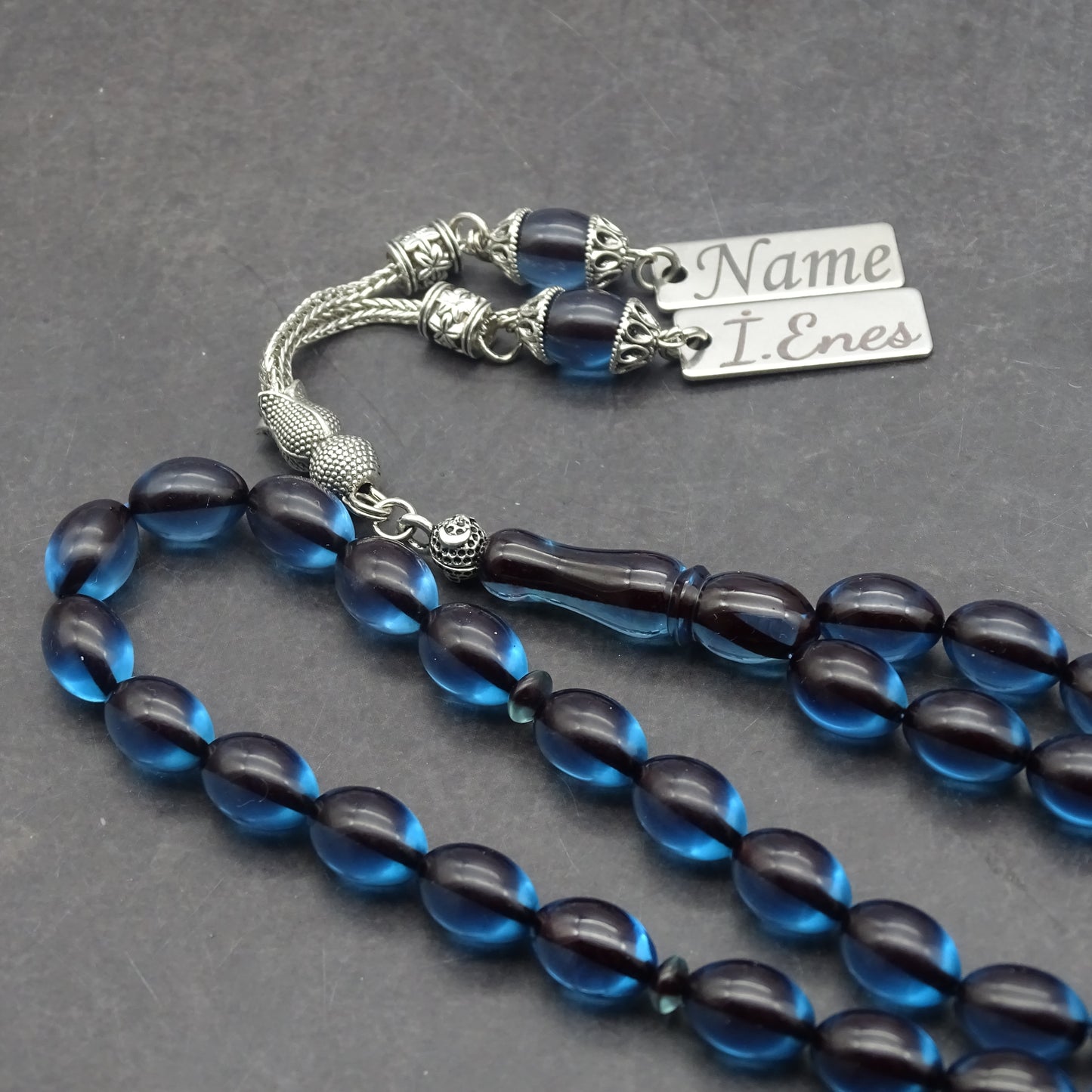 Kehribar Tesbih / Sikma Gebetskette Namen Gravur mit Box