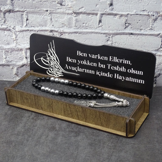 Namen Tesbih personalisiert aus Naturstein mit Box