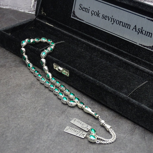 Personalisierte Gebetskette (Tesbih)  – Zamak-Guss mit individueller Geschenkbox