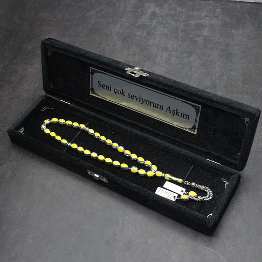 Personalisierte Gebetskette (Tesbih)  – Zamak-Guss mit individueller Geschenkbox