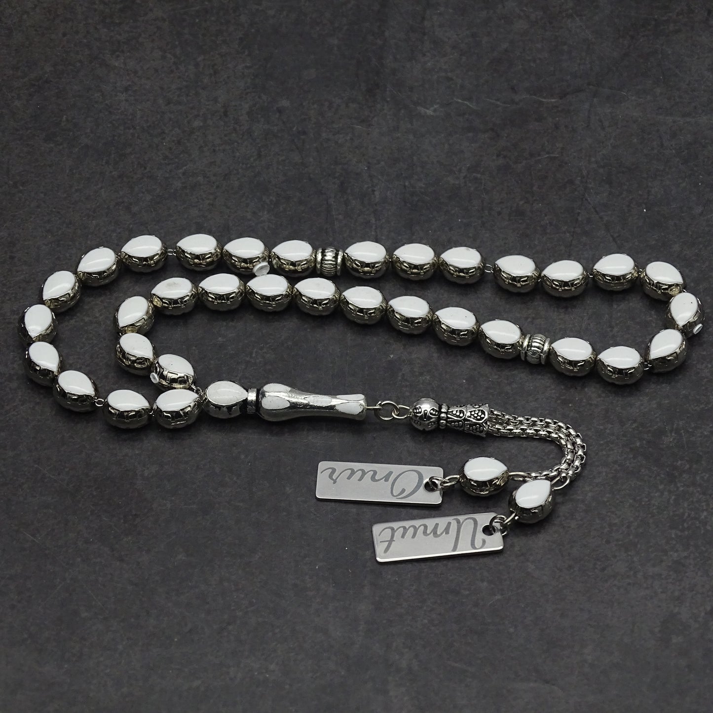 Personalisierte Gebetskette (Tesbih)  – Zamak-Guss mit individueller Geschenkbox