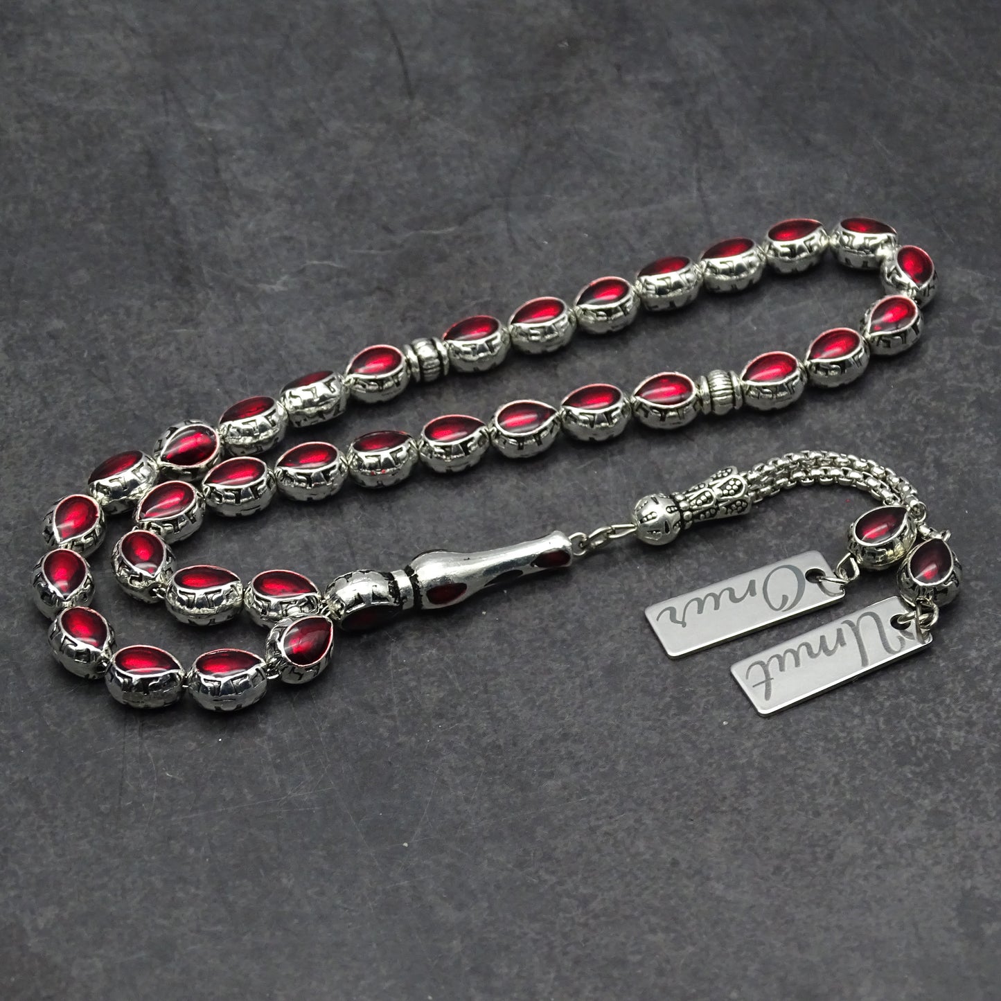 Personalisierte Gebetskette (Tesbih)  – Zamak-Guss mit individueller Geschenkbox