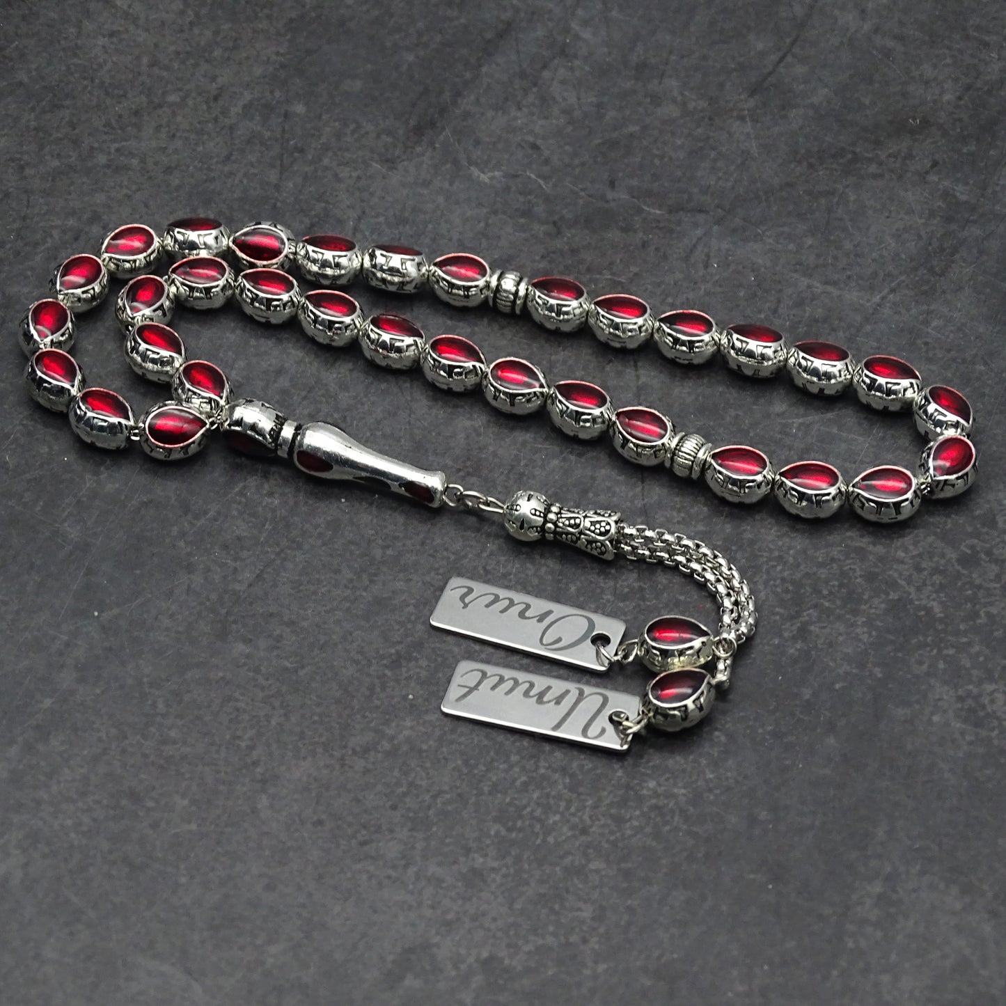 Personalisierte Gebetskette (Tesbih)  – Zamak-Guss mit individueller Geschenkbox