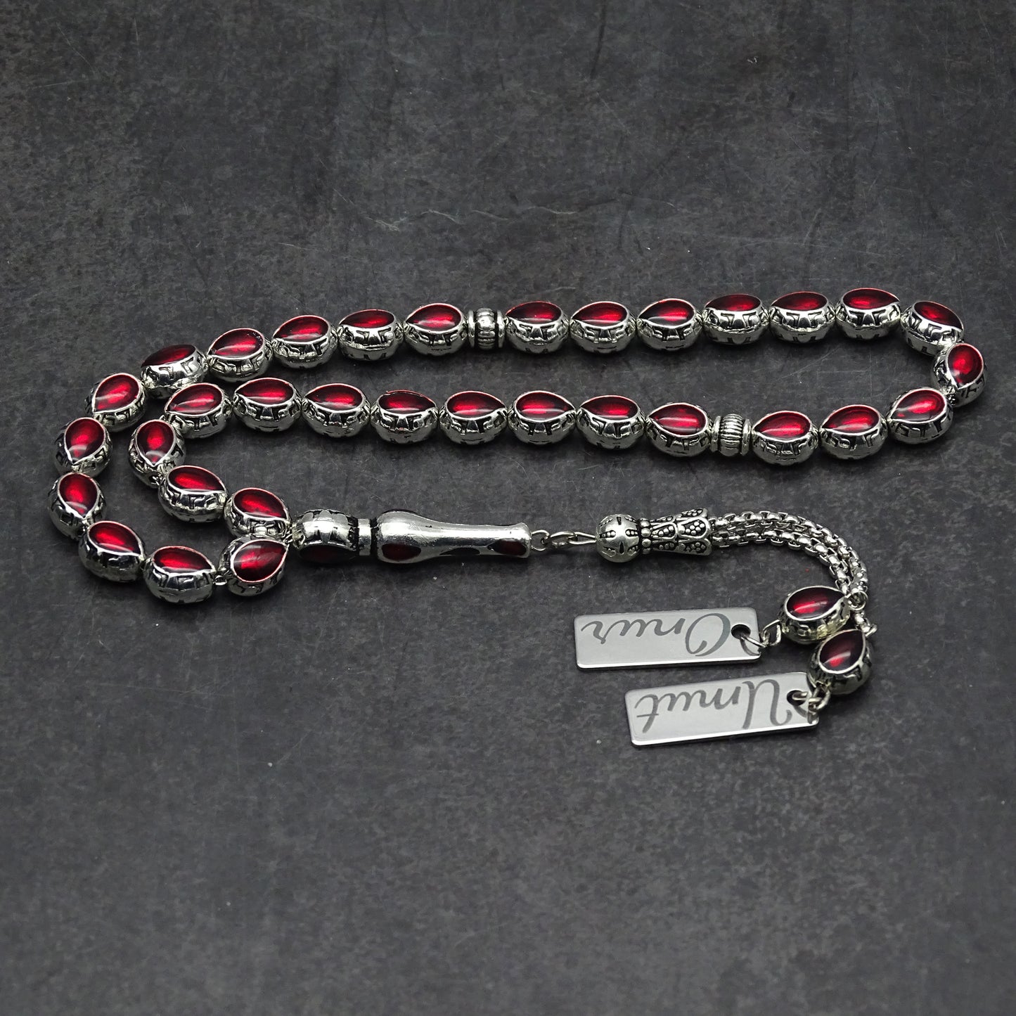 Personalisierte Gebetskette (Tesbih)  – Zamak-Guss mit individueller Geschenkbox