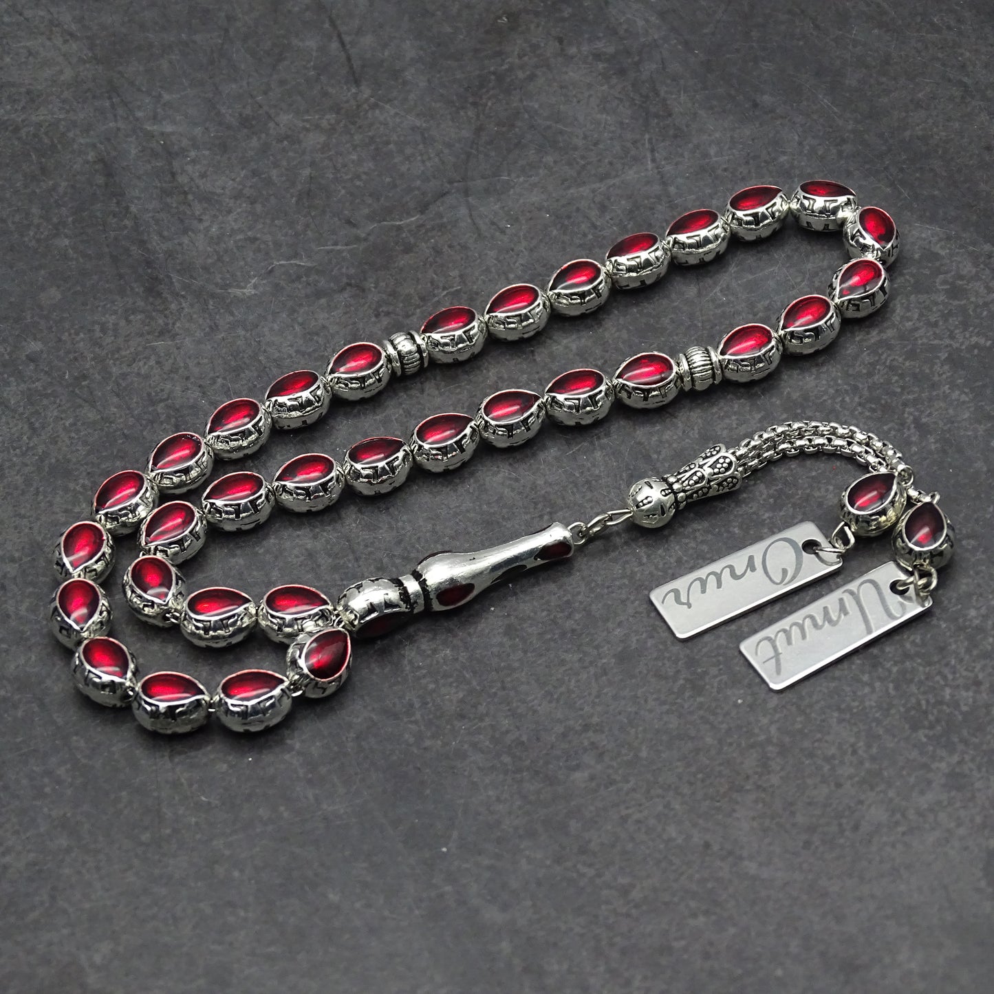 Personalisierte Gebetskette (Tesbih)  – Zamak-Guss mit individueller Geschenkbox