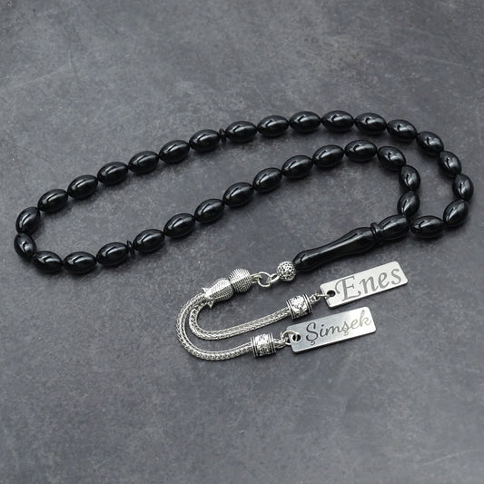 Kehribar Tesbih / Sikma Tesbih Kutulu İsim Yazılı