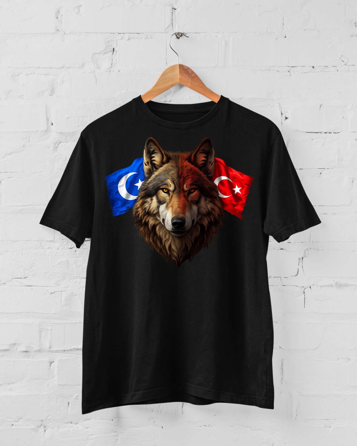 T-Shirt mit kurzem Arm  Doğu Türkistan TÜRK Türk Bayrak