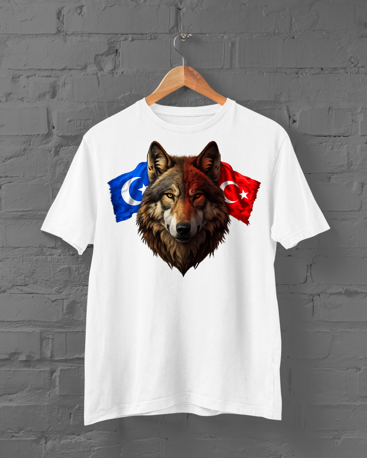 T-Shirt mit kurzem Arm  Doğu Türkistan TÜRK Türk Bayrak
