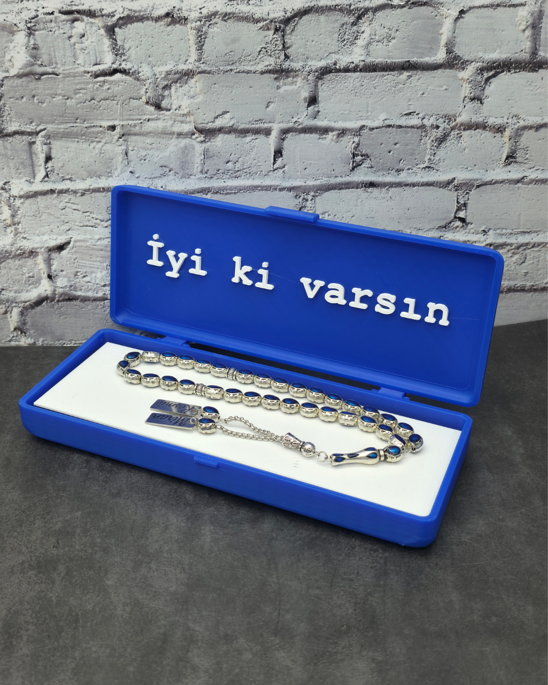 Personalisierte Gebetskette (Tesbih)  – Zamak-Guss mit individueller Geschenkbox