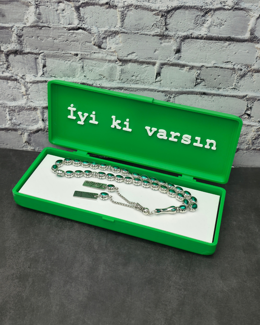 Zultanit Renk Değiştiren Değerli Taş Tesbih Hediye Kutusuyla 