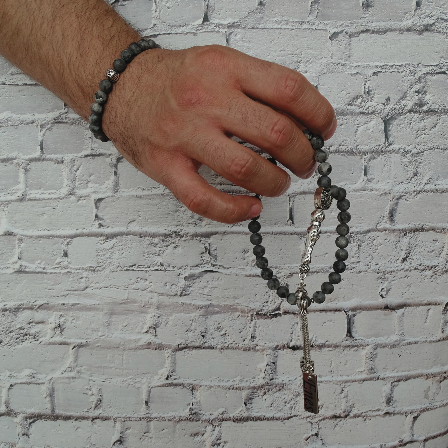 Tesbih / Gebetskette mit Namen Gravur und Armband mir Name aus Naturstein