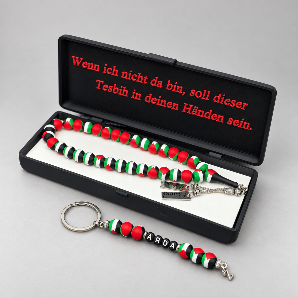 Namen Tesbih personalisiert mit Box Filistin Palästina Design