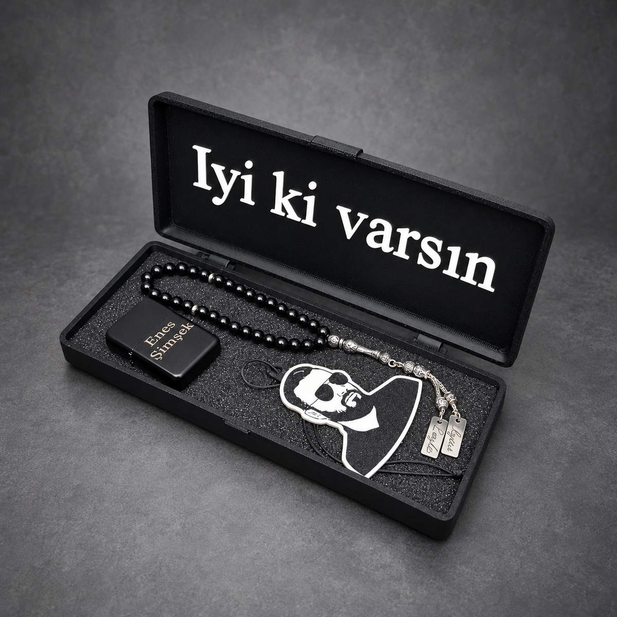 Persönliche Tesbih Geschenkset für Männer mit Gravur