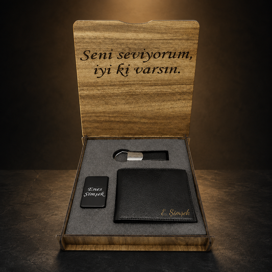 Geschenkset Für Männer Mit Geldbörse, Schlüsselanhänger