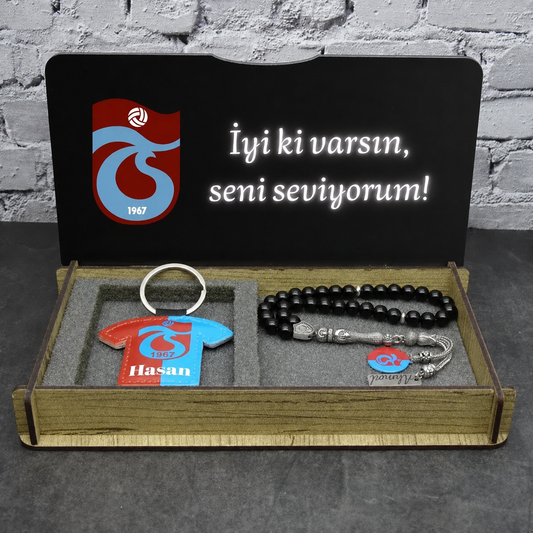 Personalisiertes Tesbih Geschenkset mit Wunschtext Trabzonspor