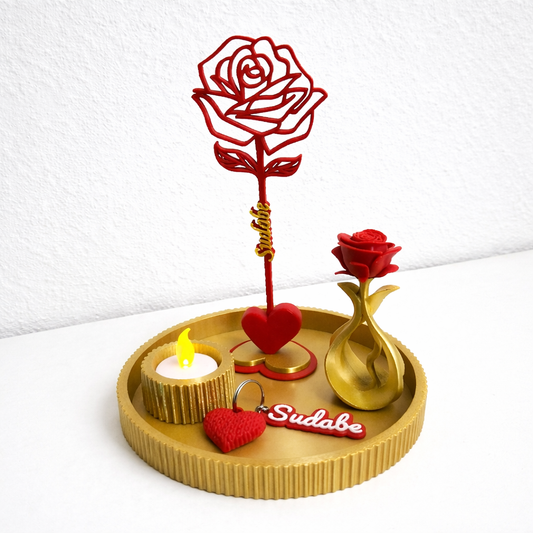 Elegantes personalisiertes Rosen-Set – Geschenk für Frauen & Muttertag (handgefertigt)