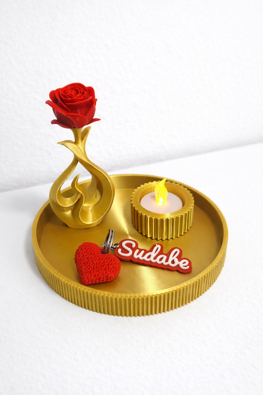 Elegantes Rosen-Set mit personalisiertem Schlüsselanhänger – Geschenk für Frauen (handgefertigt)