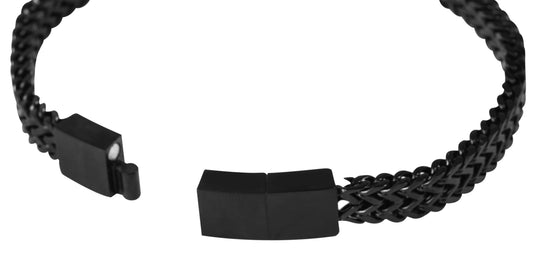Panzerarmband mit Ident platte aus Edelstahl in Schwarzfarbig mit Gravur