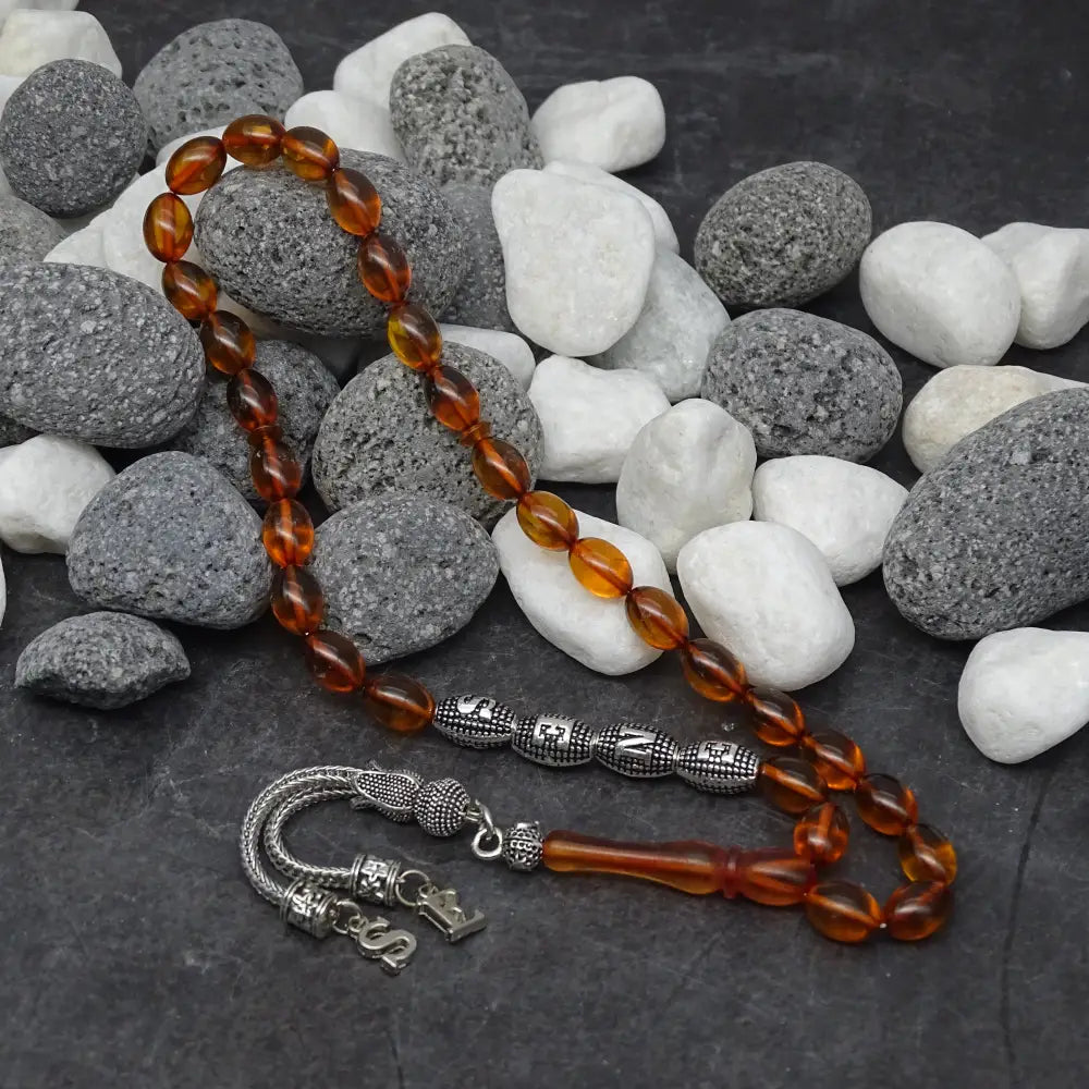 Kehribar Tesbih / Sikma Gebetskette Namen Gravur mit Box