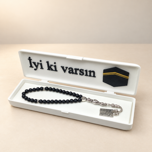 Namen Tesbih personalisiert aus Naturstein mit Box Kabe Design