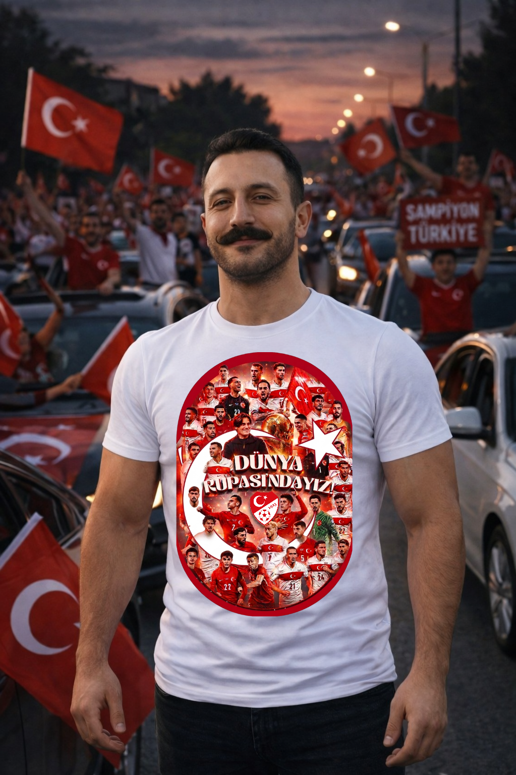 T-Shirt mit kurzem Arm Türkiye AY Yildiz dünya kupasi