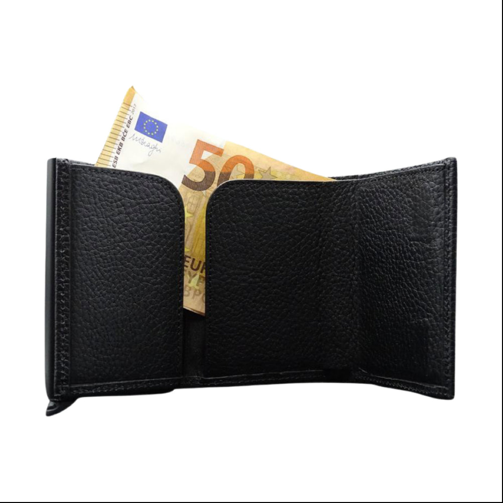 Wallet Echt Leder Geldbörse mit Kartenauswurf-Mechanismus mit Foto Logo