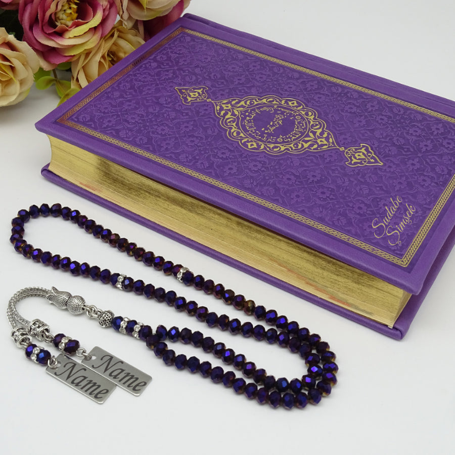 Personalisierte Geschenkset mit Vollständiges Kuran und Namen Tesbih