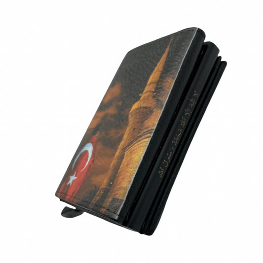 Wallet Echt Leder Geldbörse mit Kartenauswurf-Mechanismus