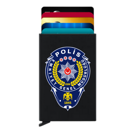 Kart çıkarma mekanizması Türk Polis Cüzdan çantası